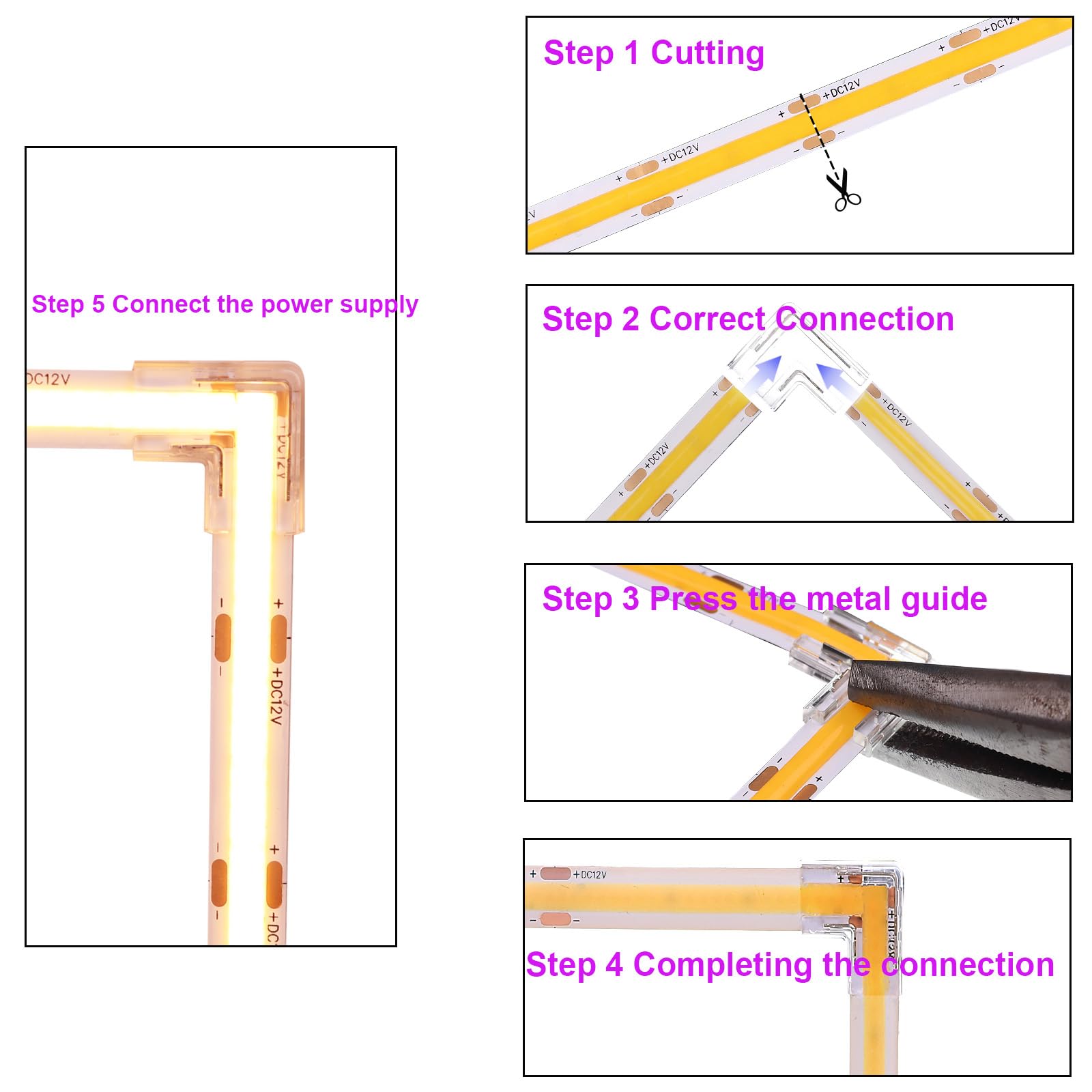 Hq-power Transparante L Connector Voor Lichtslang En Led