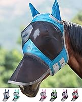 Vista 34 de Harrison Howard CareMaster Pro - Máscara luminosa para mosca de caballo, gran espacio para los ojos, nariz larga con orejas, protección UV