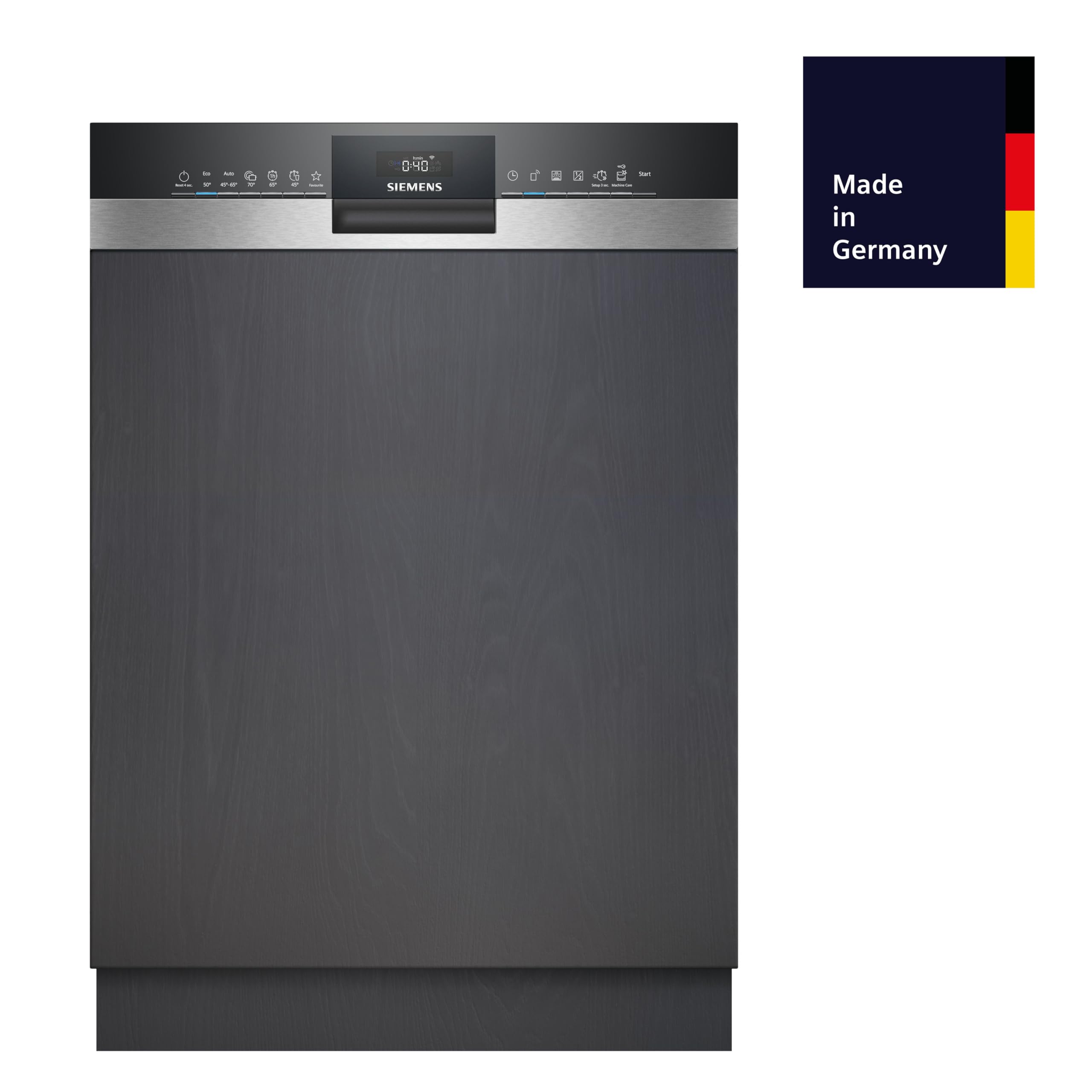 Siemens SN53ES02CE Geschirrspüler iQ300, teilintegrierte Spülmaschine mit Besteckschublade, 60 cm, HomeConnect, varioSpeed Plus, autoOpen dry, flexKörbe, Favorit