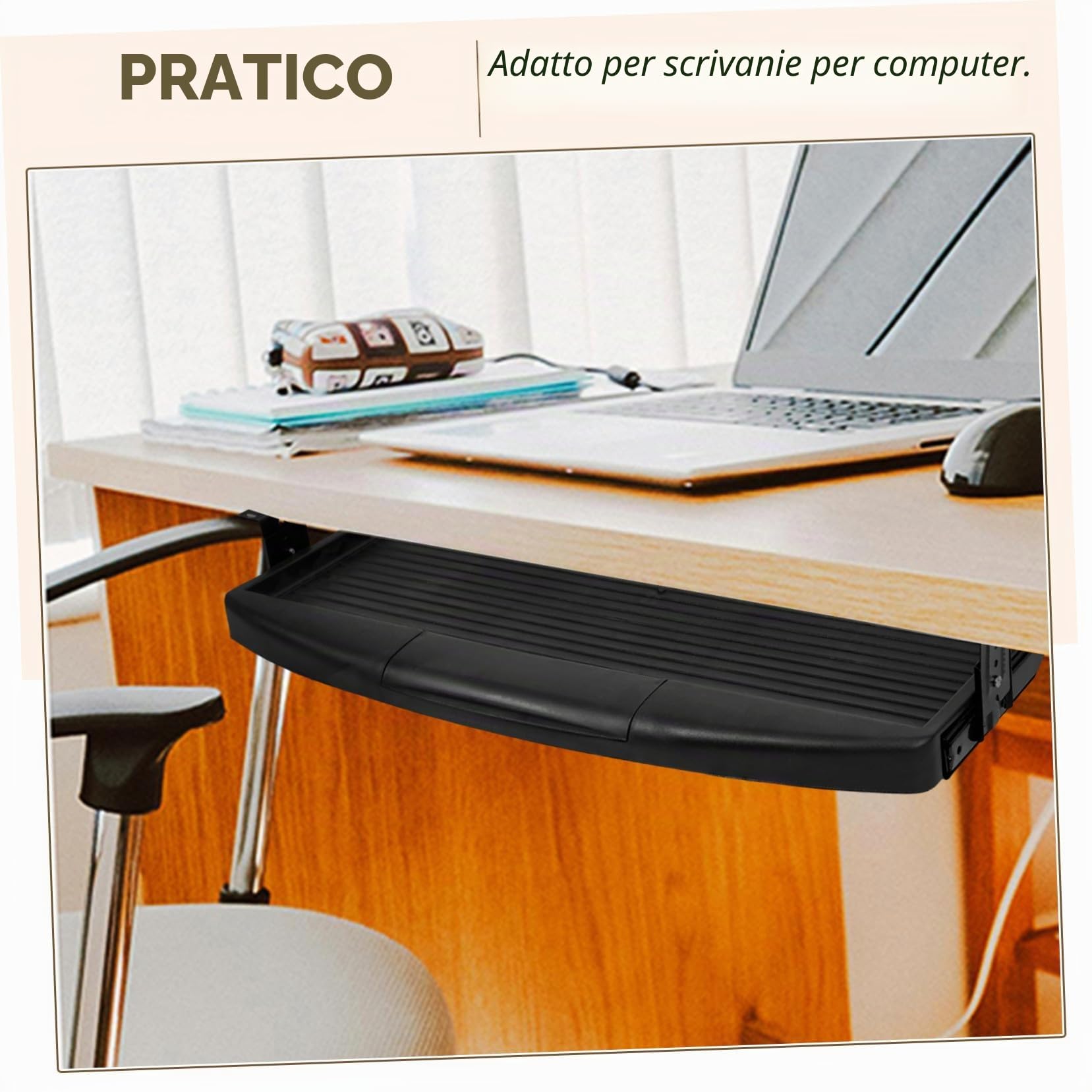 Gatuida Supporto Tastiera Scrivania in Plastico e Metallo Vassoio Estraibile Nascosto per Organizzare Tastiera Ufficio e Ottimizzare Lo Spazio della Scrivania