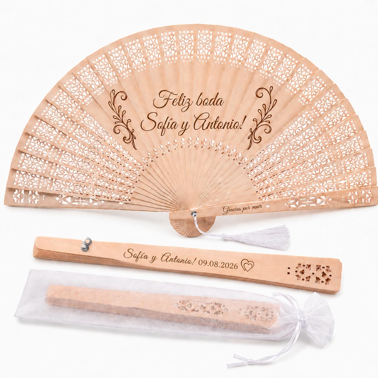 100pcs Abanicos Boda para Invitados Personalizados, Abanicos de Madera para Bodas con Nombre o Texto, para Recuerdos para Invitados, Decoraciones para Fiestas Y Diversas Actuaciones