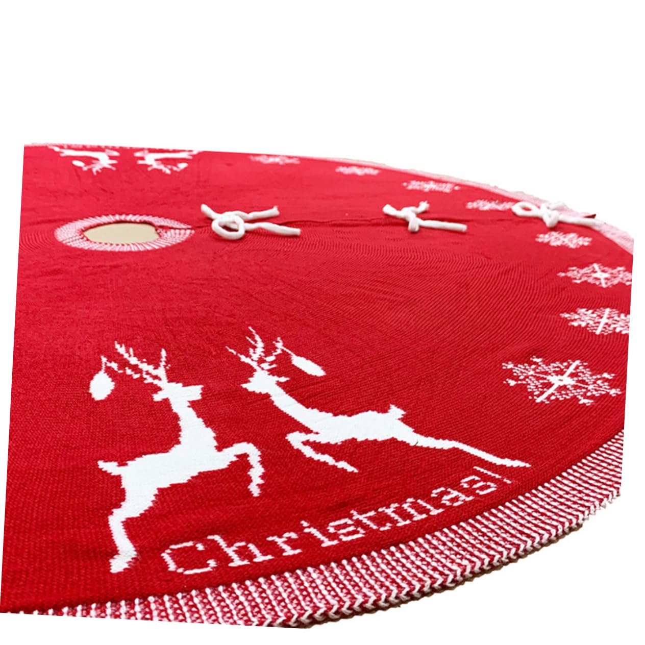 ABOOFAN Jupe de Sapin de Noël en Acrylique Rouge Tapis Décoratif pour Sol Maison Festive