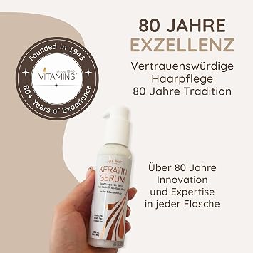 Vitamins Hair Serum Keratin Hair Care - Biotin Collagen and Castor Oil Anti Frizz Hair Serum - Coconut Oil Heat Protection Finish Protein Treatment for Broken Dry Hair