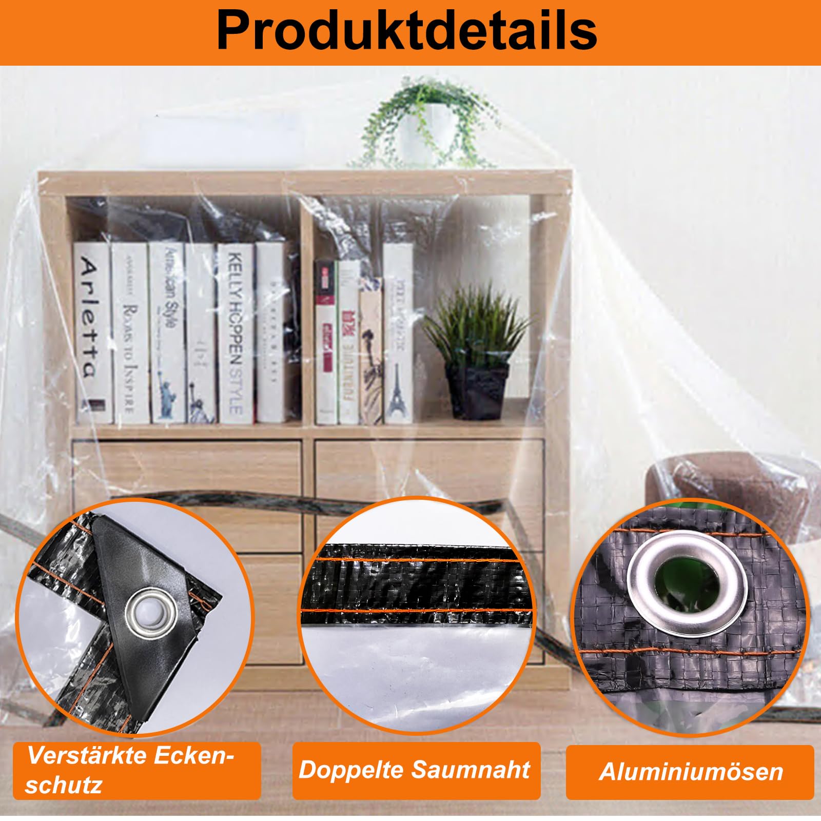 BeGrit 3M x 4M wasserdichte Transparente Plane mit Ösen Wetterfeste Plane Transparente Strapazierfähige Vordächer und Planen enthalten Spanngummi für Gartenmöbel Pflanzen Gewächshaus Pet Hutch Dach