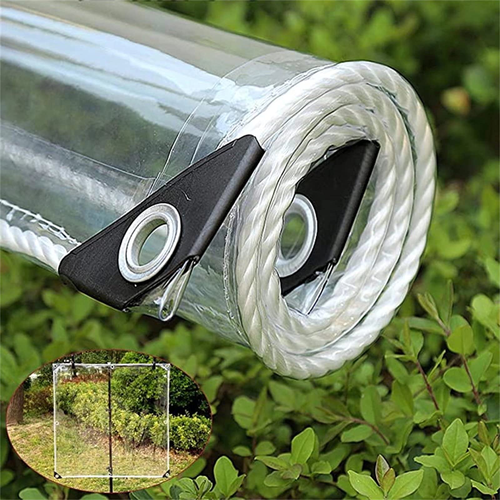 Strapazierfähige, wasserfeste PVC-Plane, transparent, 0,35 mm, transparente Markise, Vordach, Terrassengehege, Anti-Aging-Isolierung, weiche Glasplane, 365 g/m², 4 x 9,7 m Baumarkt