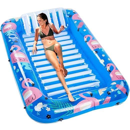NOCCUR Inflatable Tanning Pool for Adults -Inflatable Tanning Pool - Pool Floats Adult Size-Pool Floats Lounger with Comfort Pillow-Suntan Tub-Tanning Pool Raft Tub for Swimming