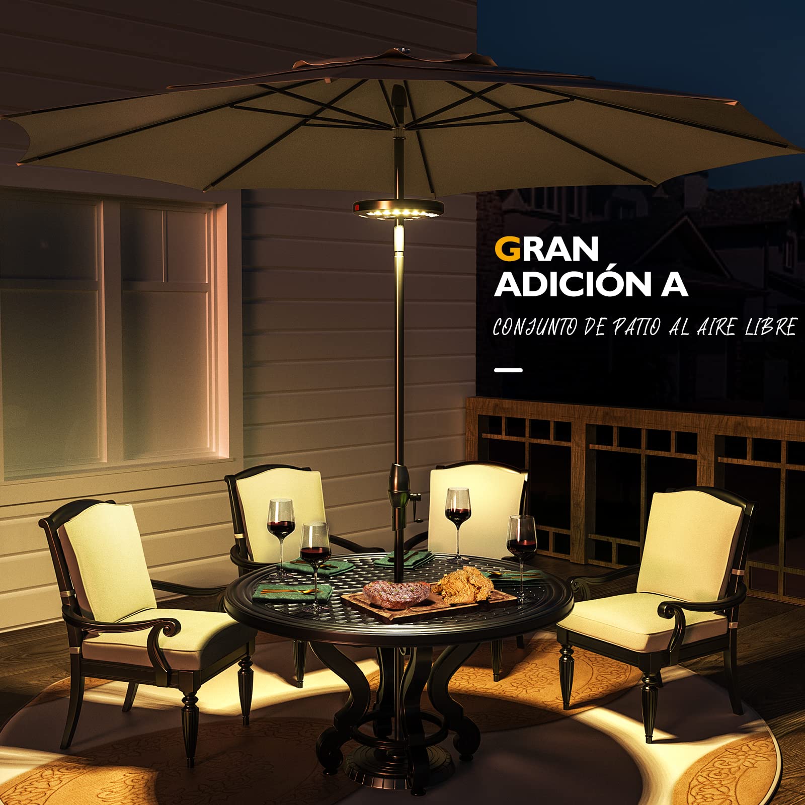 Luces para Sombrillas, Eletorot Luz Sombrilla Exterior 3 Modos de Iluminación USB Recargable Lámpara Paraguas Para Piscina, Patio, Terraza, Jardín y Playa