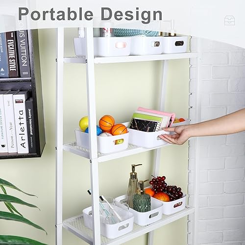 Miniatura 4 de Suzile 28 contenedores de almacenamiento de plástico con asa, contenedores de almacenamiento de plástico pequeños para cocina, aula, oficina,