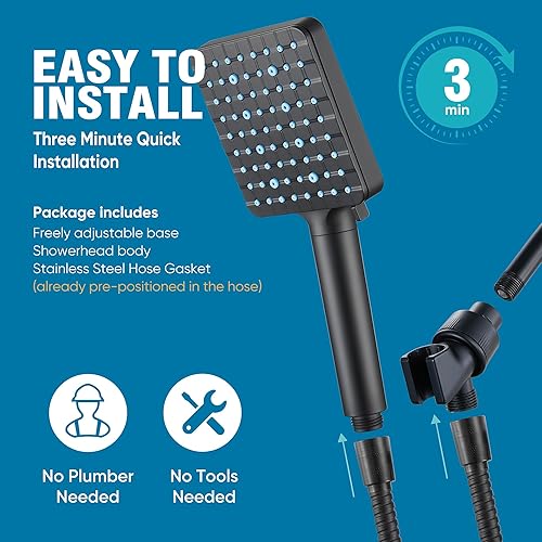 Miniatura 8 de Cabezal de ducha filtrado de Cobbe con mango, cabezal de ducha de alta presión con 6 modos de pulverización con filtros, cuentas de filtros Mate