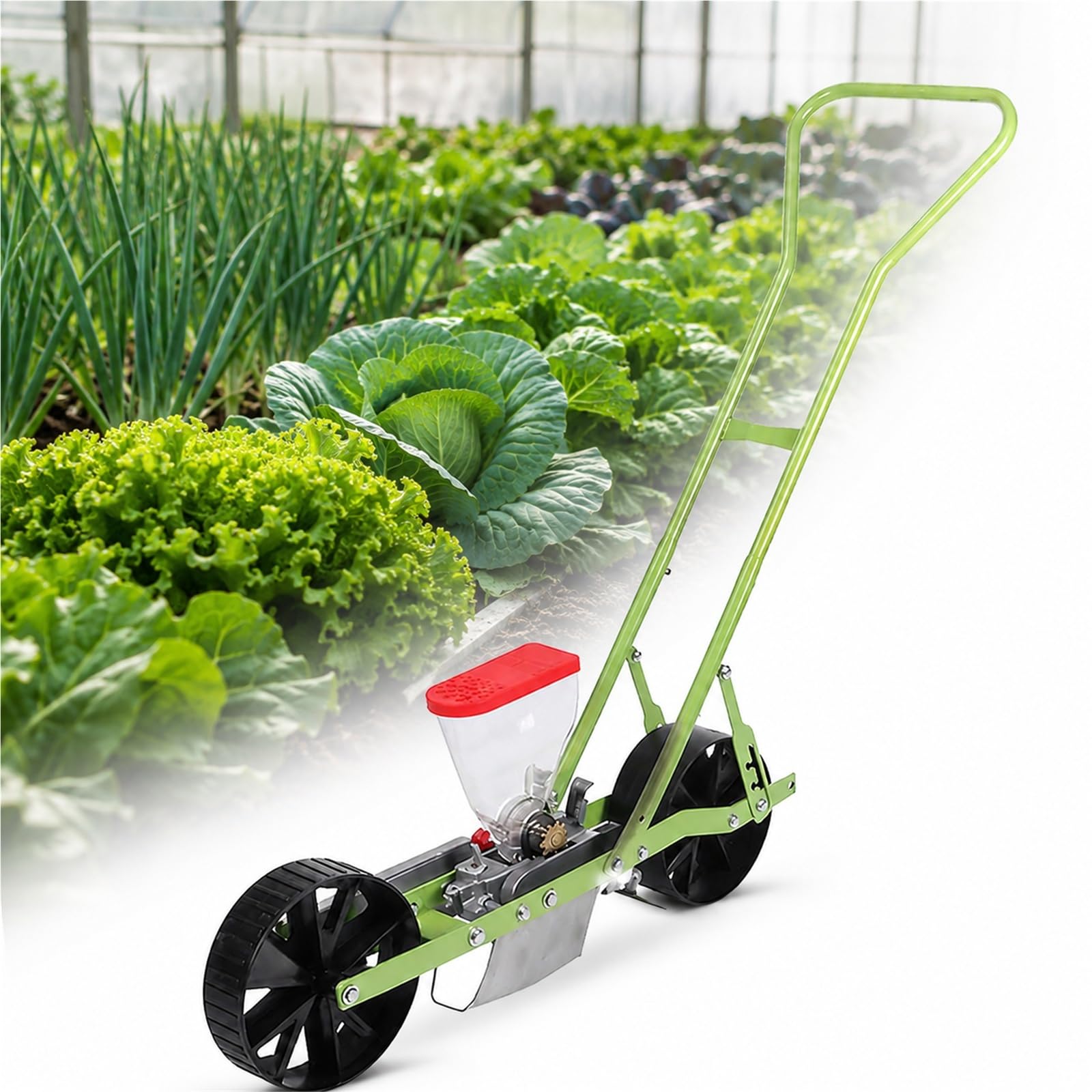 Sembradora de Vegetales empujada a Mano, Sembradora Manual portátil | For pendientes y terrenos planos, siembra eficiente en jardines al aire libre.(1line)