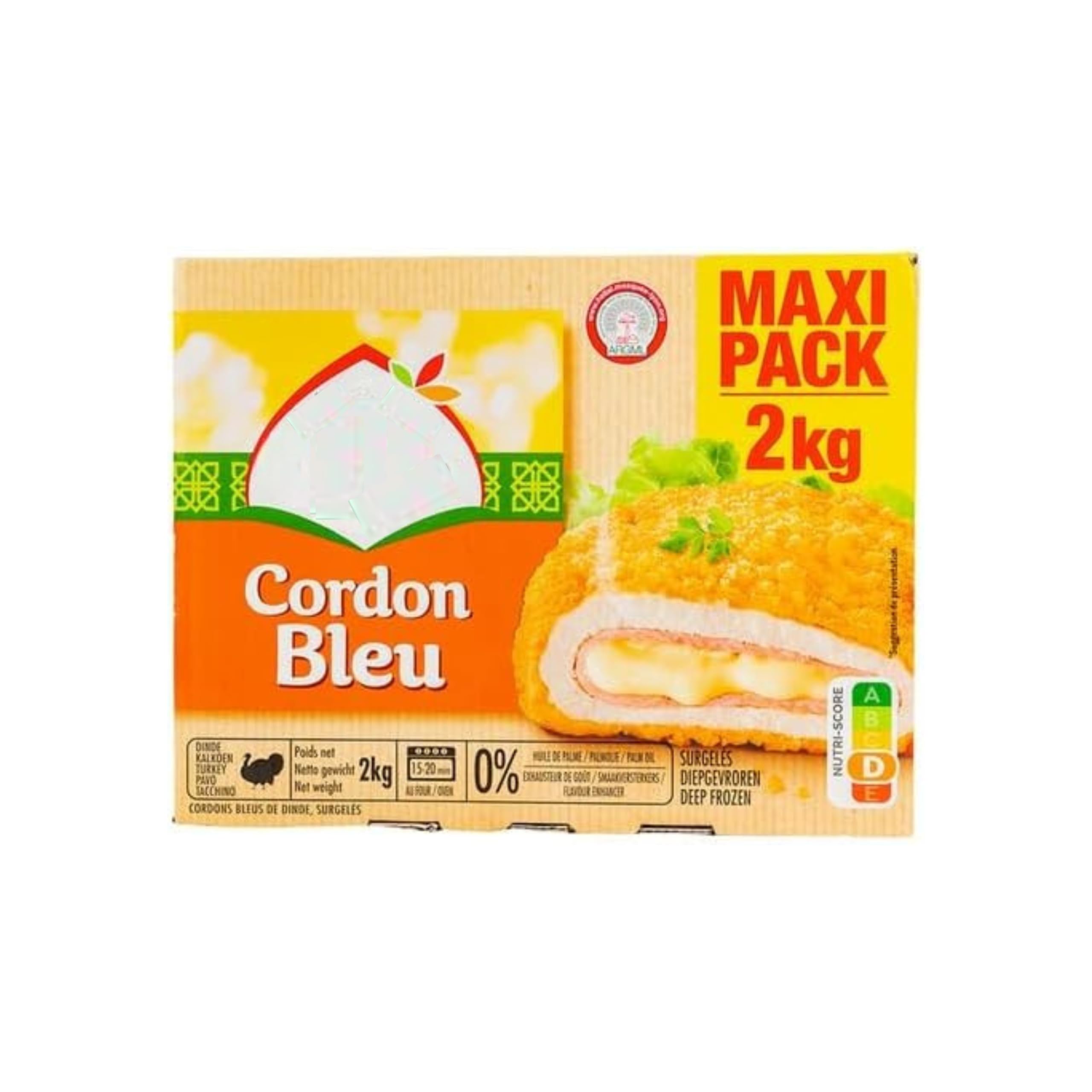 Cordon Bleu de Pavo Halal - Formato Familiar Maxi Pack 2kg - Pechuga de Pavo Rebozada Rellena de Jamón y Queso - Sin Aceite de Palma - NEXU