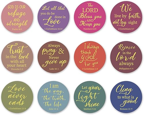 AnyDesign - 600 calcomanías de fe de Jesús, 12 estilos de versículo bíblico, calcomanías de lámina dorada, calcomanías cristianas de Navidad