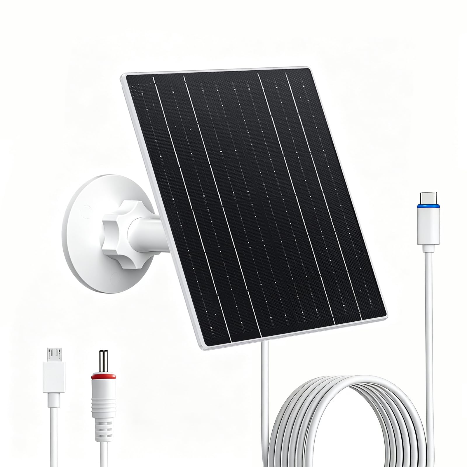 Zivif Pannello solare per telecamera di sicurezza all'aperto, caricatore solare USB C da 10 W compatibile con fotocamera a batteria ricaricabile da 5 V, supporto regolabile a 360°, impermeabile IP66