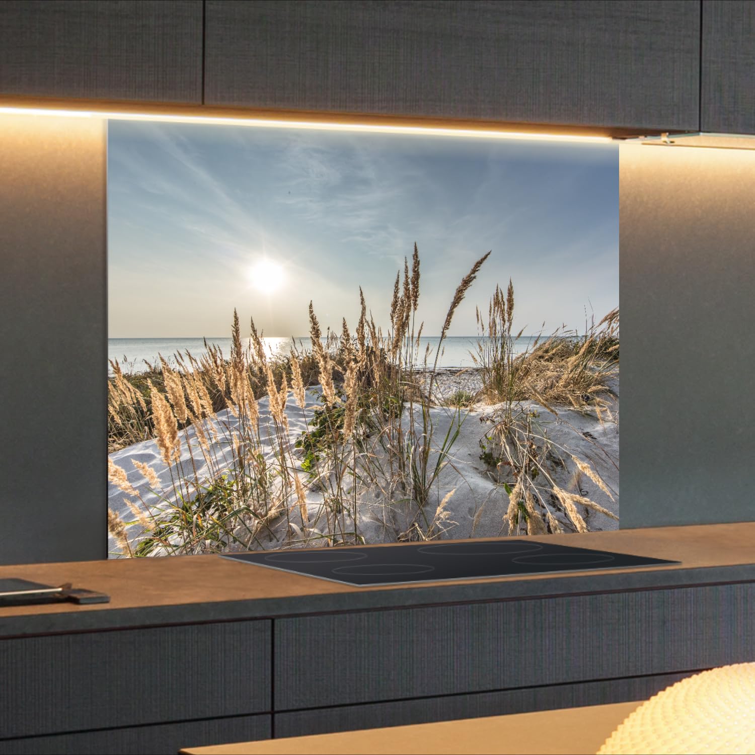 Spritzschutz Küchenrückwand Alu Matt 80 x 50 x 0,3 cm Friedlicher Ausblick an der Ostseeküste Küchenwand, Küchenwand Wandschutz, Herd Spritzschutz, Rückwand Küche - RUECKWAND24