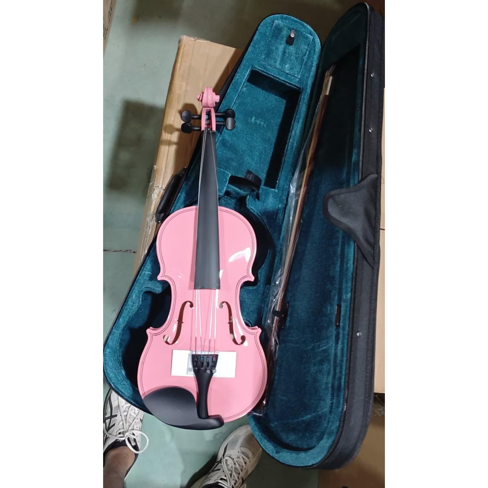 Geige Anfänger Violine Beliebte Massivholz-Violine Anfänger Erwachsener Spielt Violine 4/4 Violine(Pink)