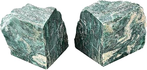 Miniatura 2 de AMOYSTONE Organizador de estantería de cocina Sujetalibros de piedra de mica verde natural de 4 a 6 libras, base pesada Cristal energético y fácil