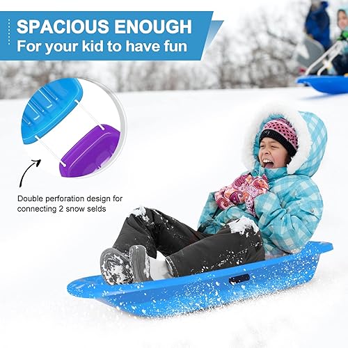 Miniatura 24 de AGPTEK Trineo de nieve duradero de 35/47 pulgadas para niños, niñas y adultos, con asas integradas y cuerda de tracción