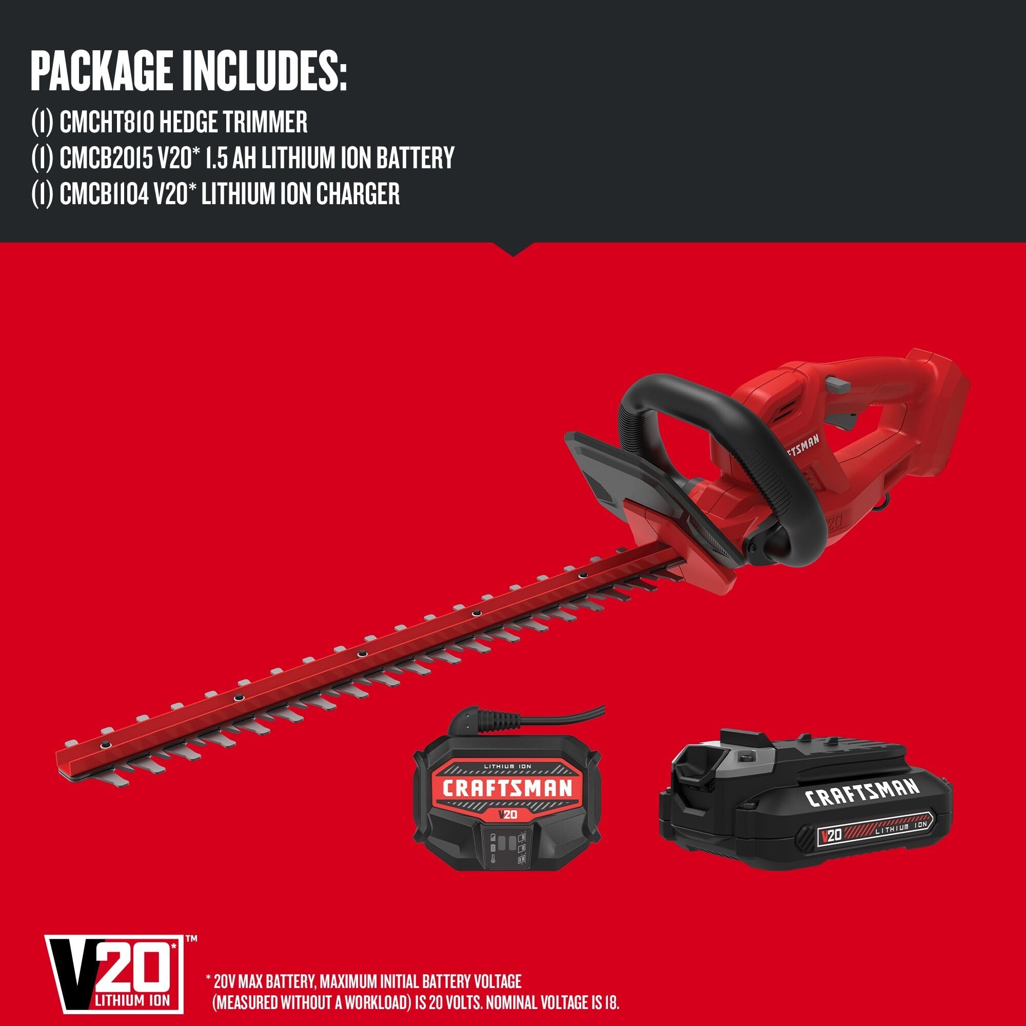 Amazon.com : CRAFTSMAN V20 Cordless Hedge Trimmer, 20 inch