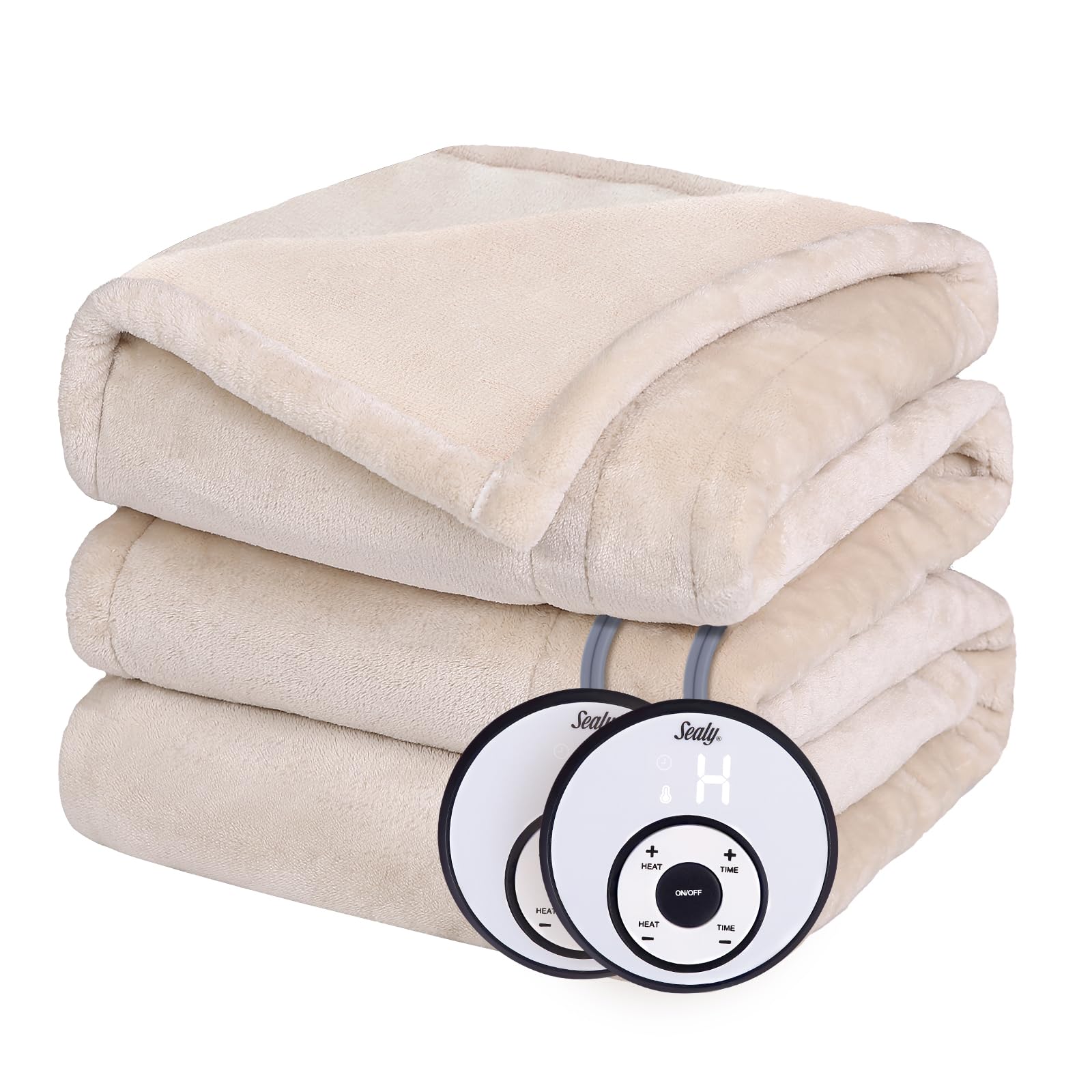 Amazon.com: SEALY Electric Blanket Queen Size, Flannel Heated Blanket with  10 Heating Levels u0026 1-12 Hours Auto Shut Off, Fast Heating u0026 Machine  Washable, Over-Heat Protection, 84 x 90 Inch, Beige :