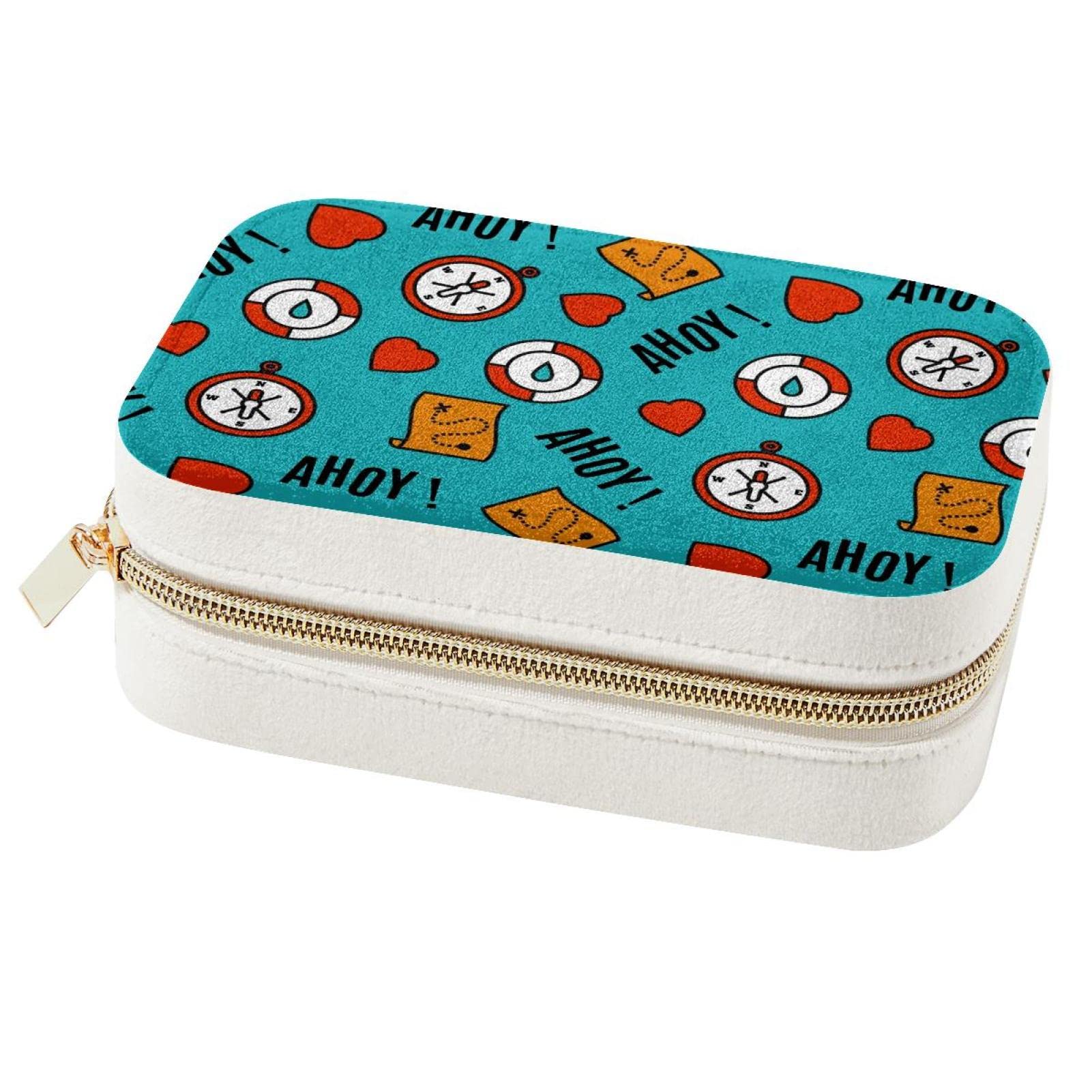 Boîte à bijoux de voyage bleue portable petit format pour femme