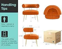 Vista 2 de Silla de Acento Moderna de Terciopelo, Sillón Redondo Tapizado Tipo Barril para Espacios Pequeños, Silla de Sofá Lateral Mullida para Sala de Estar