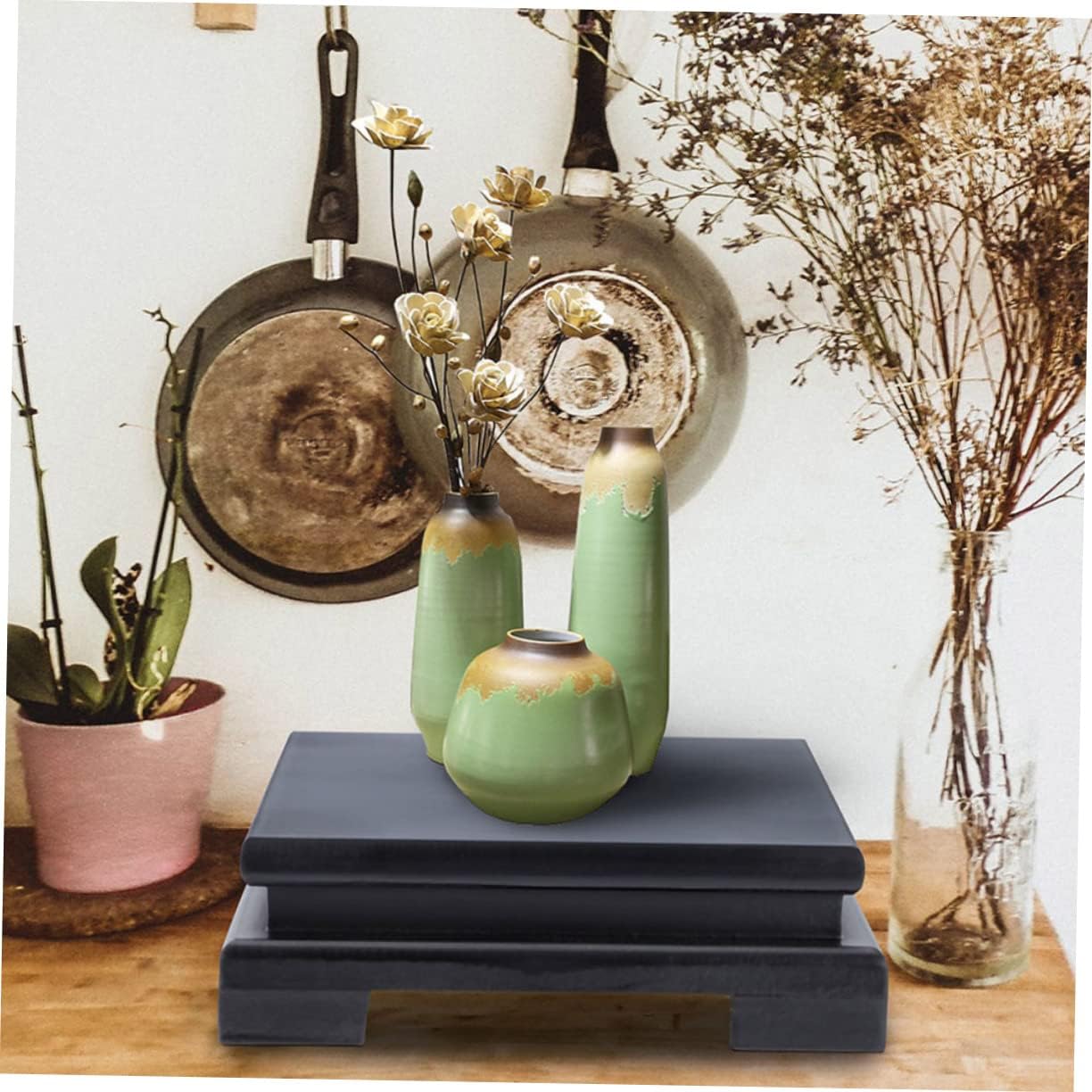 Wooden Potted Plant Stand Retro Bonsai Holder for Home Decor Height Decorative Riser for Flowerpots and Fish Tanks Space Saving Display Rack for Room and Office