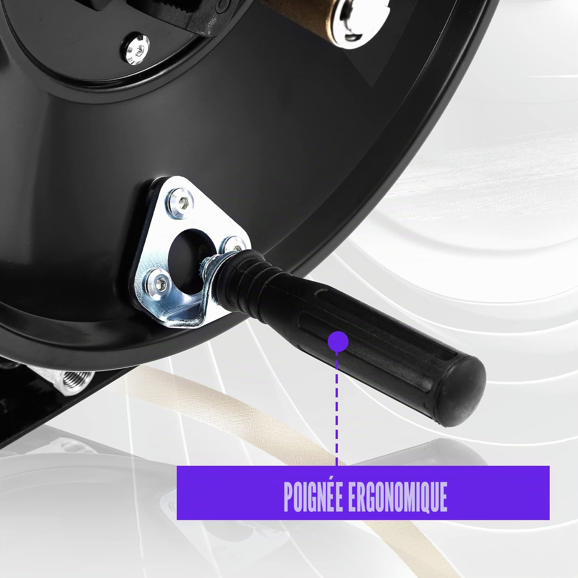 Tool Daily Enrouleur de Tuyau pour Nettoyeur Haute Pression, Enrouleur de Tuyau en Acier Renforcé de 45,7 m pour Nettoyeur Haute Pression, Manivelle Manuelle 3/8", 280 bar (4000 PSI)