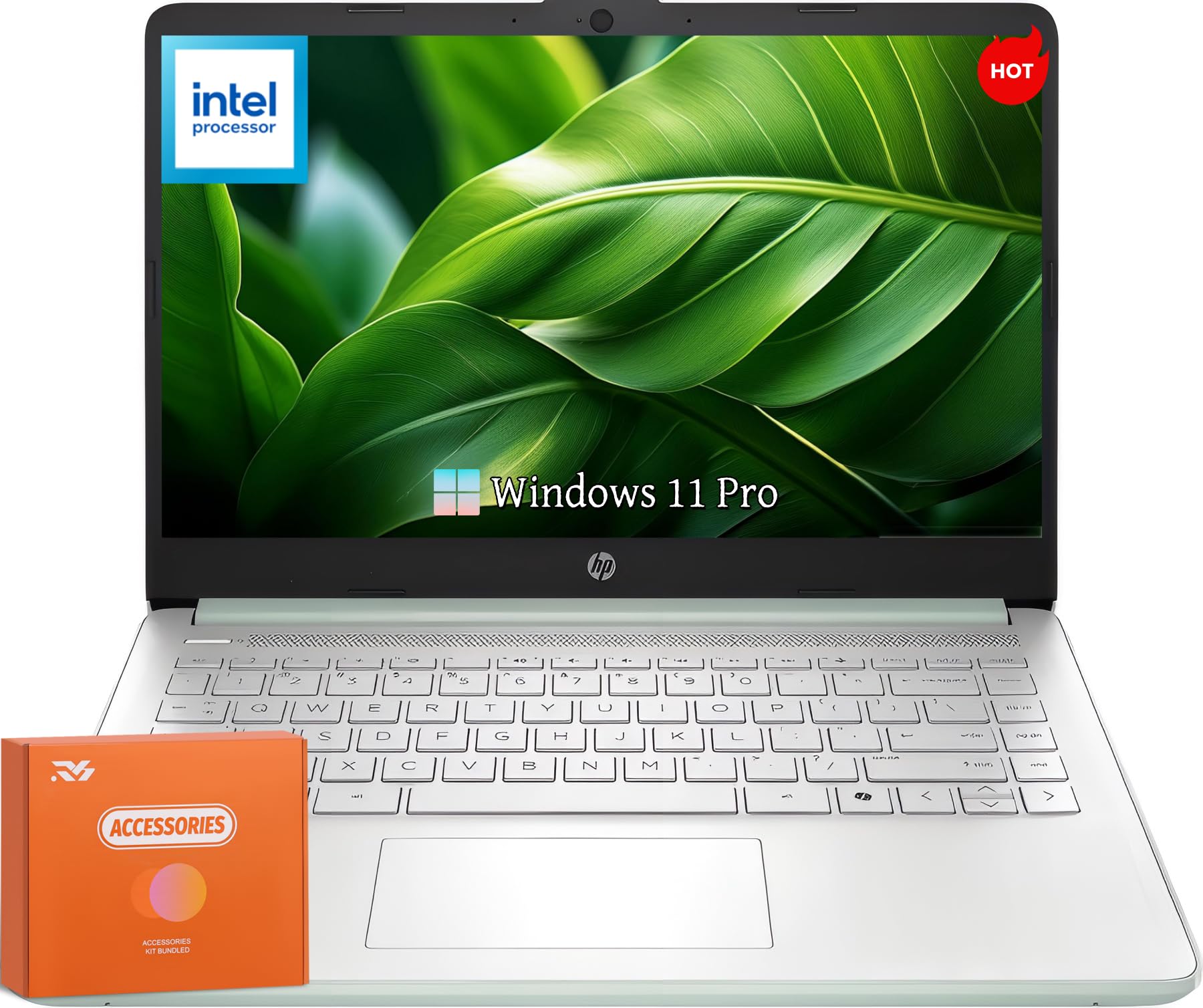 2025 14" Laptop for Business, Intel 4-Core N150(Beats N4120), 16 GB RAM, 384 GB Storage(128GB UFS+256GB Micro SD), Ultra Light, Webcam, WiFi, HDMI, Windows 11 Pro & Microsoft Office 365, Green