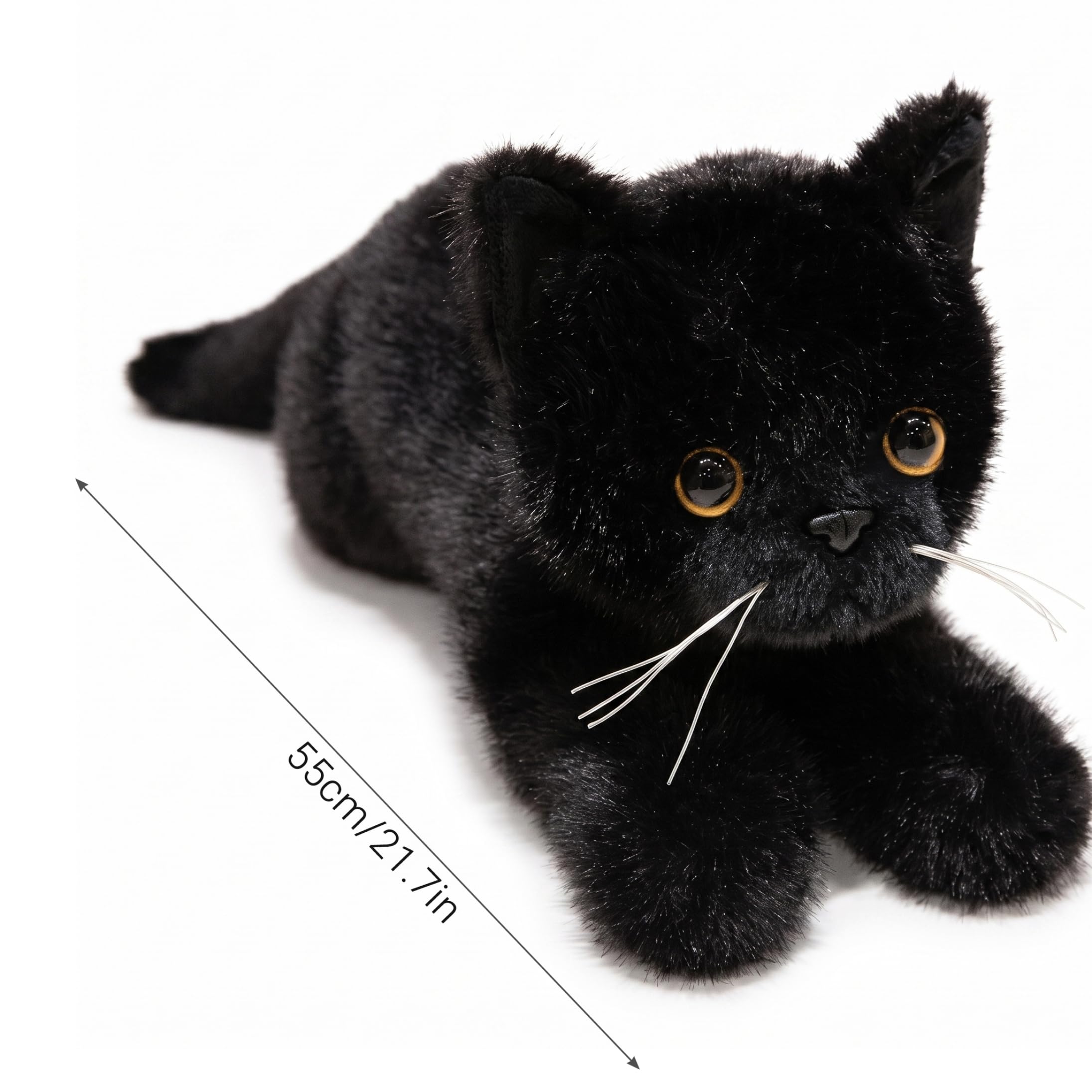 Gatto di pezza Peluche Gattino realistico Peluche Nero, 21, 7 pollici