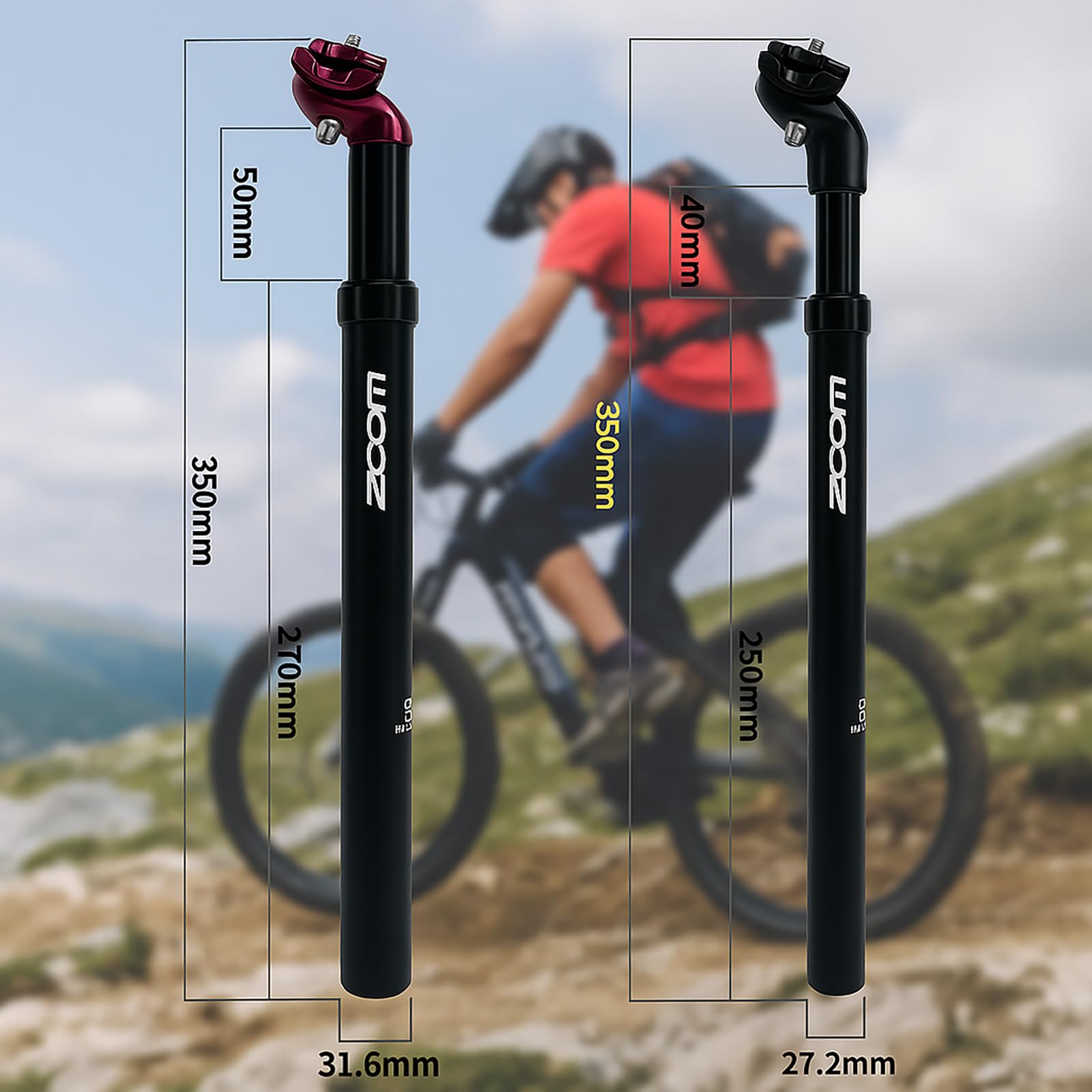 RST0304/RUJOI Tige de selle de vélo réglable en aluminium pour VTT et vélo de route, collier de serrage à dégagement rapide inclus