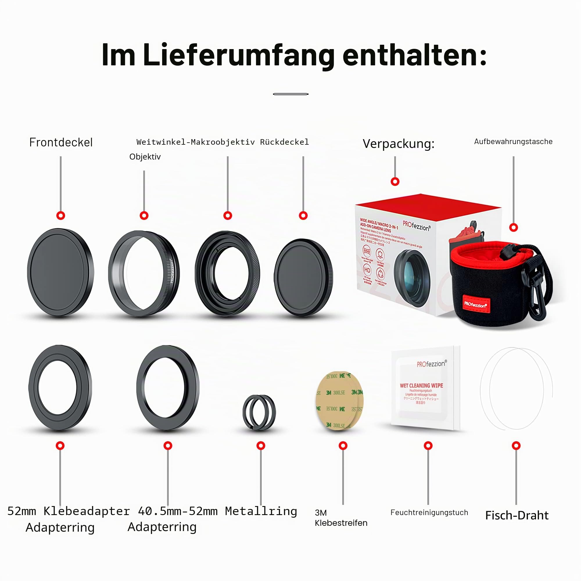 PROfezzion Weitwinkelobjektiv Weitwinkel Objektiv für Sony ZV-1F ZV-1 ZVE10 | für Sony ZV1 ZV1F RX100 VII VI V ZV-E10 ZVE10 A6400 A6300 A6100 A6000 & Canon Powershot G7X Mark III, Mark II Kamera