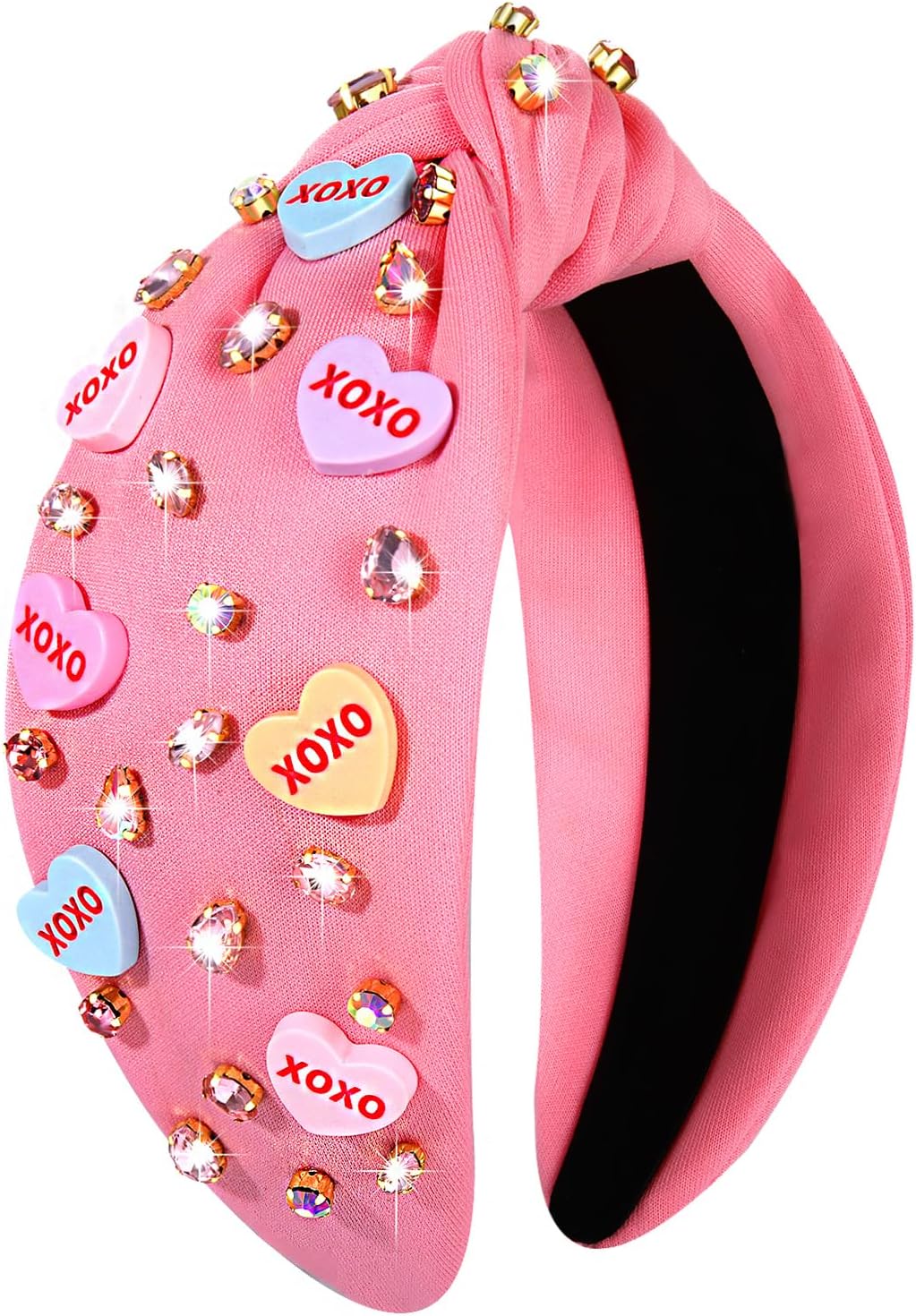 Valentine's Day Headband for Women XOXO Love Massage Heart Headband Red Pink (1 Count)