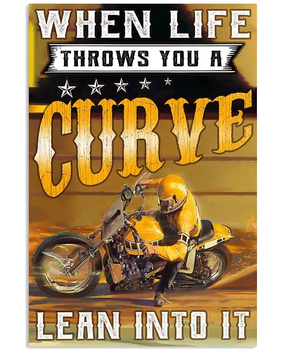Motorcycle Learn Into It Metal Tin Sign Vintage Chic Art Decoration for Home Bar Cafe Farm Store Garage or Club 12x16 Inch