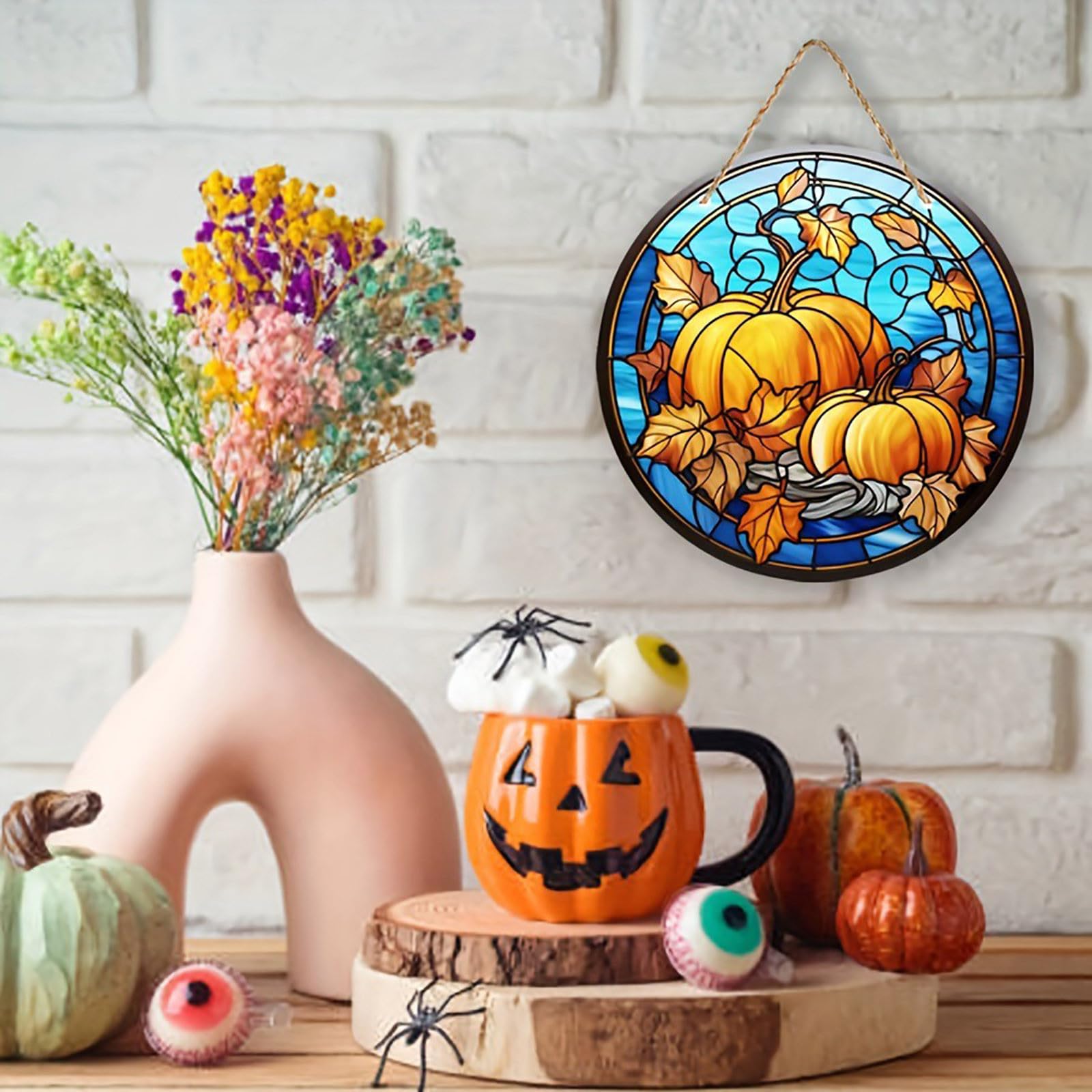 ステンドグラス　ハロウィンのパネル Amazon.co.jp: ハロウィンスカル アクリル ウィンドウハンギング