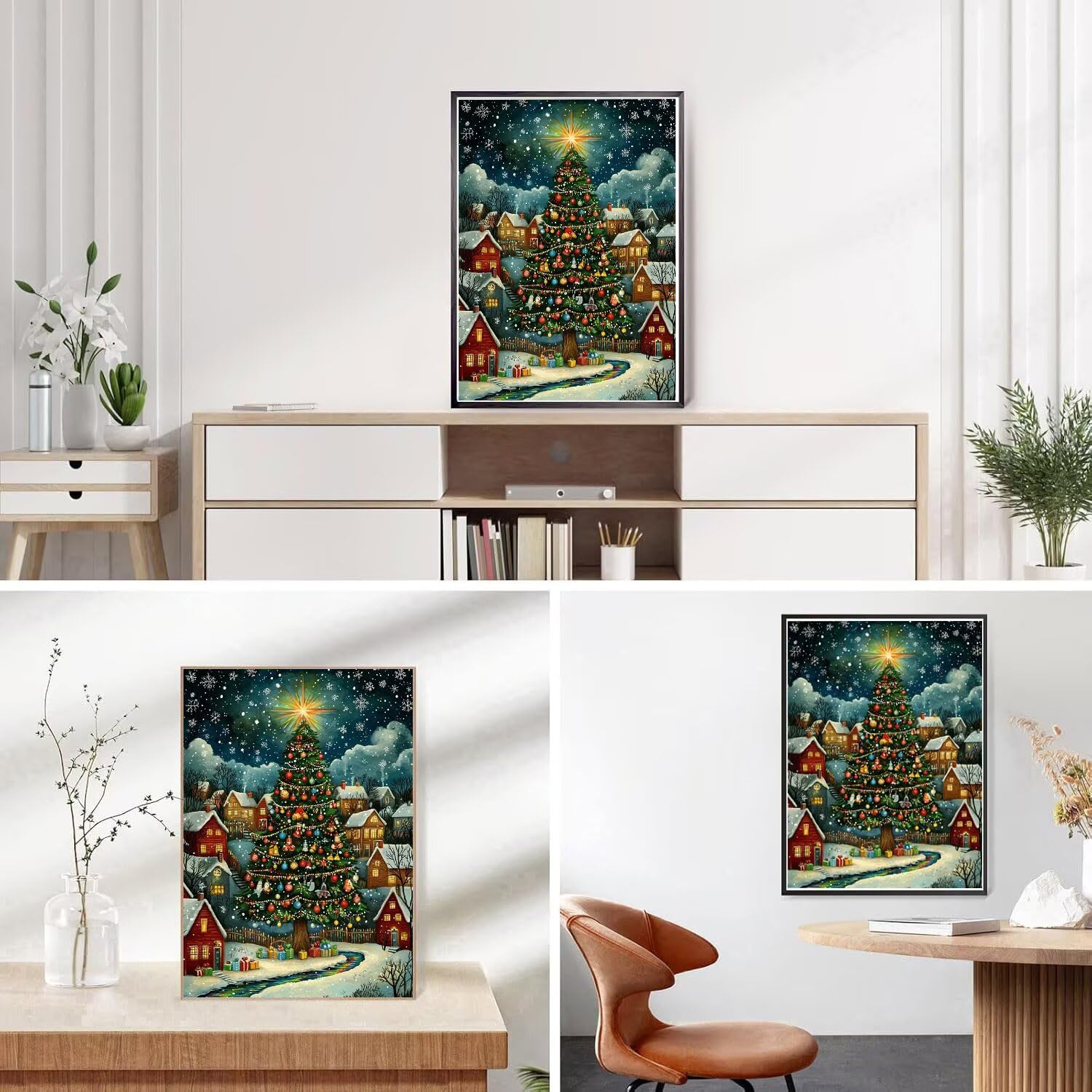 Diament Painting Zima Choinka Pełny zestaw, Diamentowe malowanie dla dorosłych DIY Obraz z brokatem dla dorosłych Ścieg krzyżykowy, Mozaika Dekoracja ścienna Dom Prezent 70x90cm Q-338