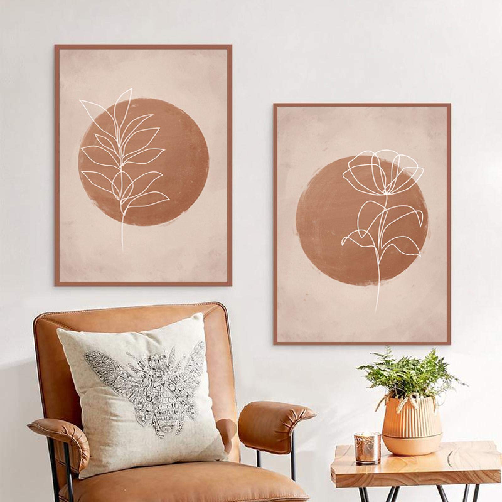 Yangld Abstract Boho Wall Art Canvas Painting Prints Terracotta Gallery Wall Pictures Modern Minimal Poster Bedroom Decor 19.6”X 27.5”(50X70cm) X2 No Frame