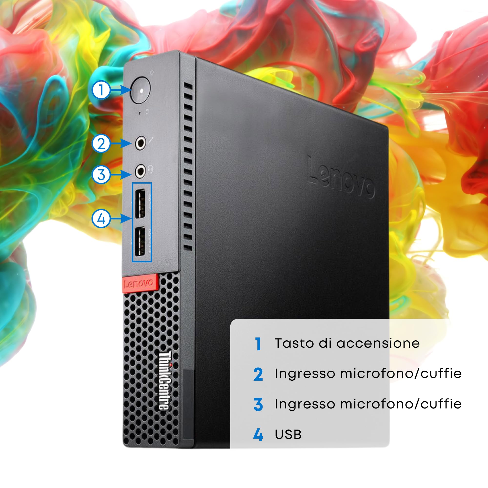 Lenovo ThinkCentre, Mini Pc Tiny, Intel i5-6400 4 Core 2.5 Ghz, Ram 16Gb SSD 256Gb, Pc Desktop Mini con Omaggio Chiavetta Wi-fi (Ricondizionato)