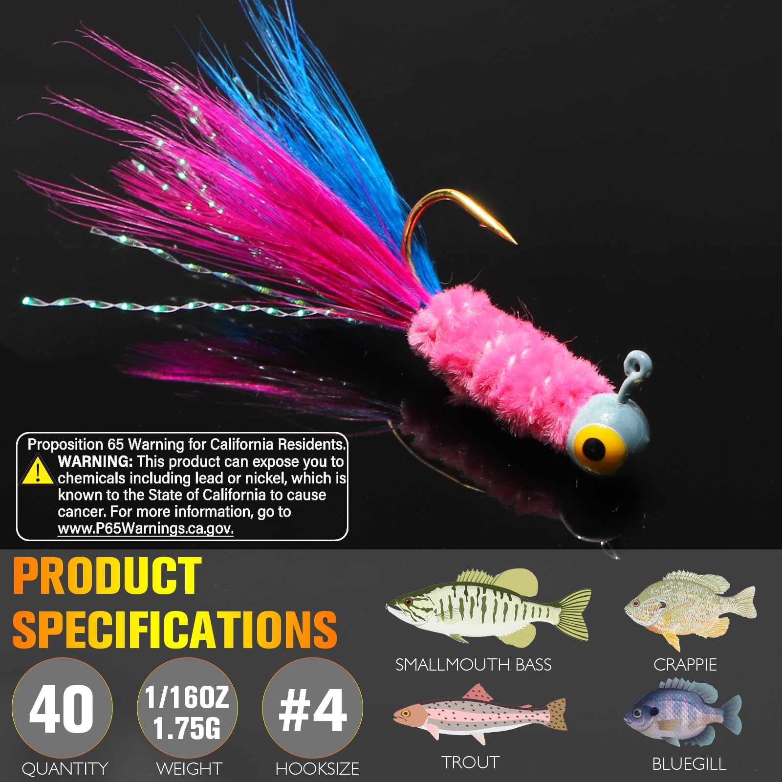 Dovesun Rattles Marabou Fishing Lures Dovesun Hand-Tied Marabou Crappie Jigs - 10 ...