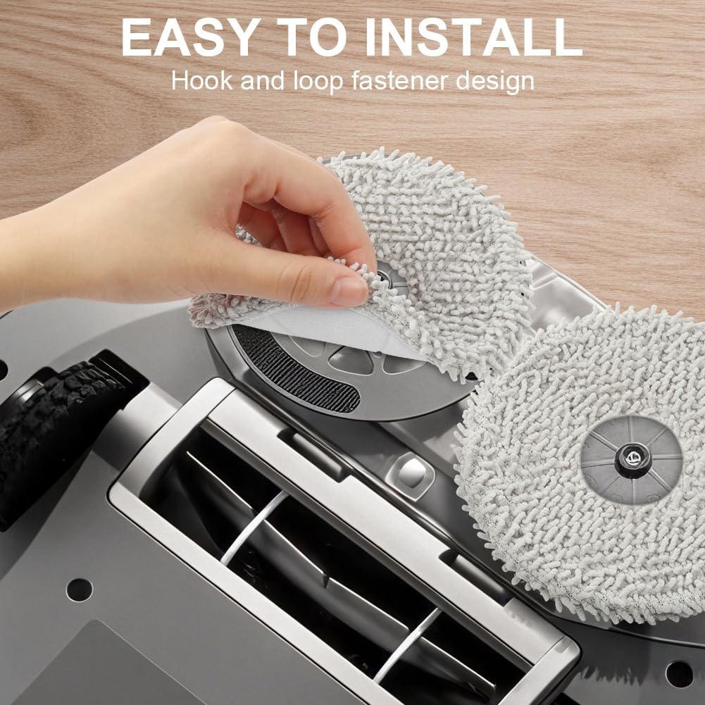8 Pack Microfibre Replacement Mop Pads Compatible with Xiaomi X10+/X20+, Dreame L10s Ultra/L10 Ultra/L20 Ultra/L10s Pro Ultra Heat/X40 Ultra Complete/L10 Prime & Ecovacs X1/X2/T20/T30