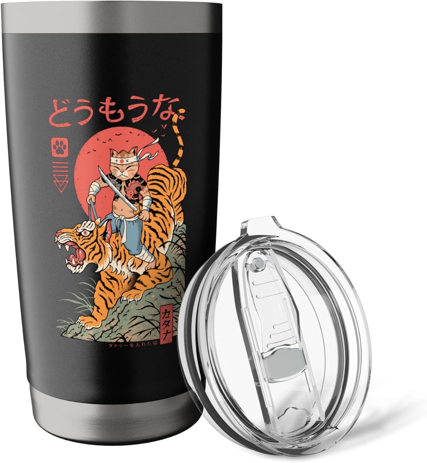 Tiger Cat Warrior Stainless Steel Insulated Tumbler - Image 5