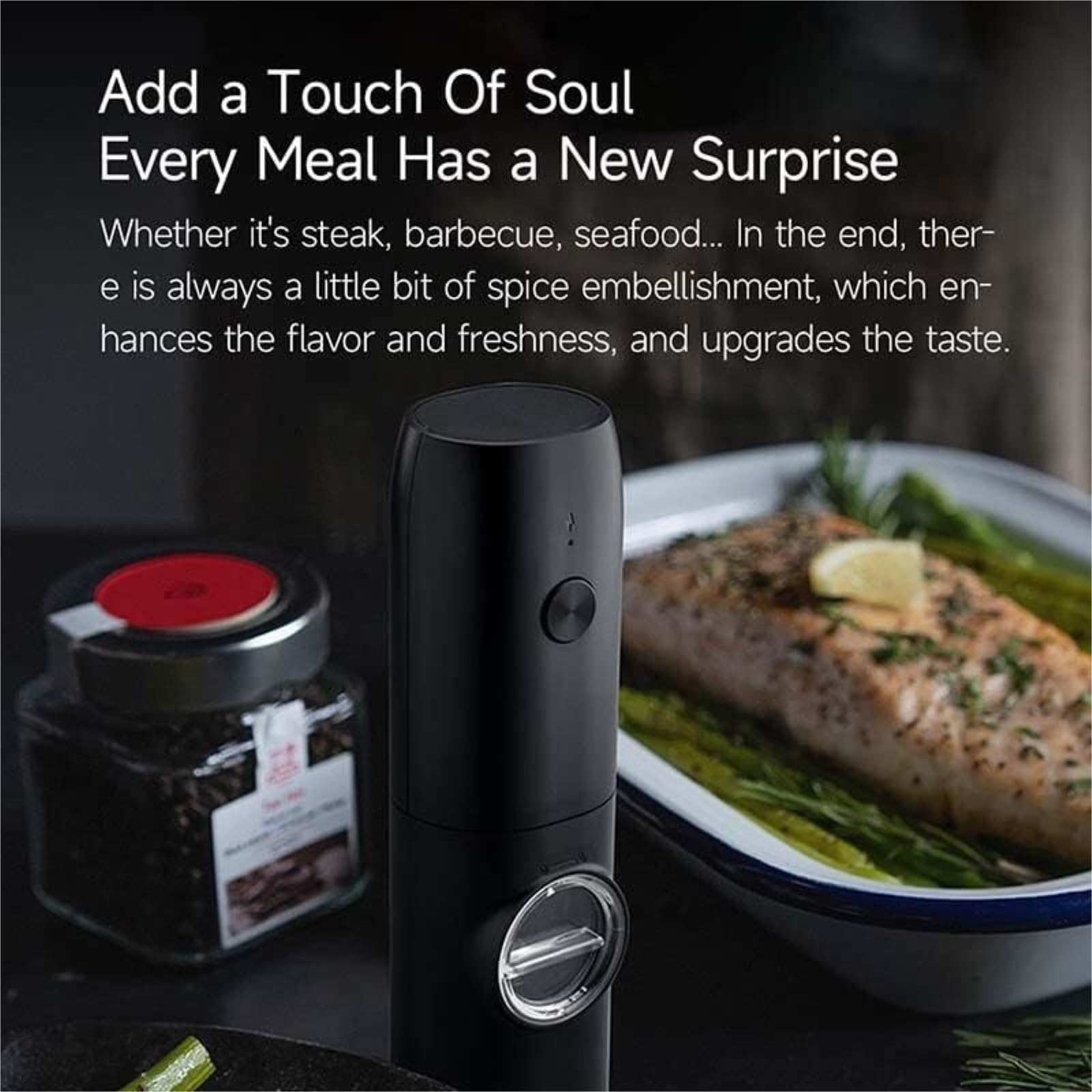 IRYZE Macinaspezie Macinapepe Macina Spezie Set Macina Sale E Pepe Elettrico USB Ricaricabile Macina Pepe Automatico Alimentato A Batteria Macinasale Macina Pepe (Color : Nero, Size : 2pcs)