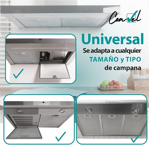 6 Filtros universales antigrasa, de papel, 1 mm de espesor, adaptables a cualquier campana extractora de cocina 45 x 60 cm. - 3