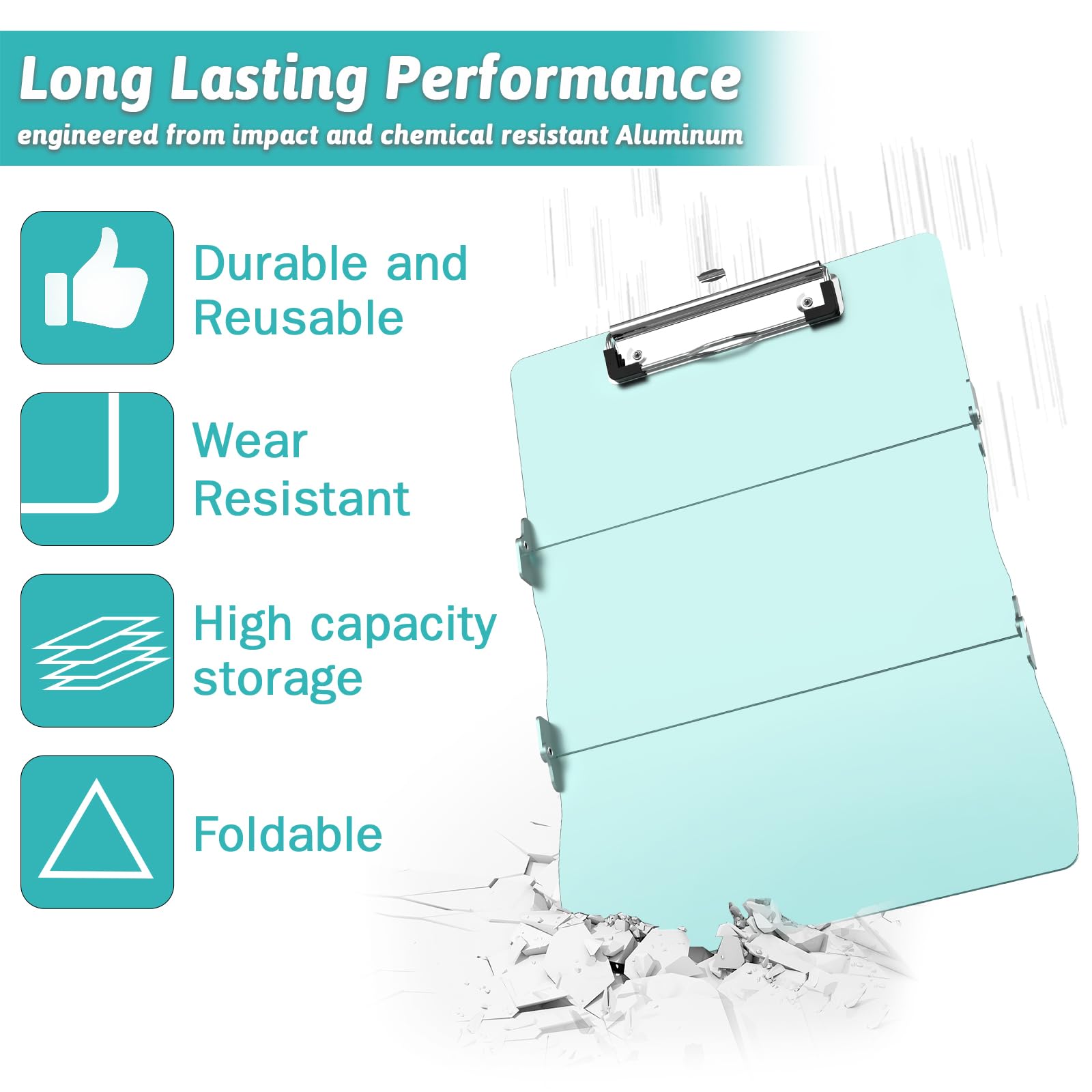 Portapapeles de enfermería plegable médico: edición de hojas de trucos de aluminio, 3 capas, portapapeles plegables de enfermería, tamaño de bolsillo, clip de perfil, portapapeles de enfermera, bloc