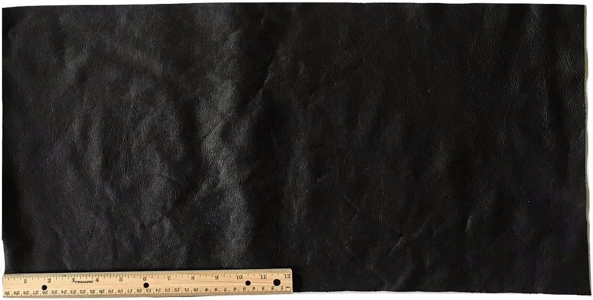 Dangerous Threads A-1 Upholstery Leather Piece Cowhide Black Light Weight 12 x 24 inches 2 SF