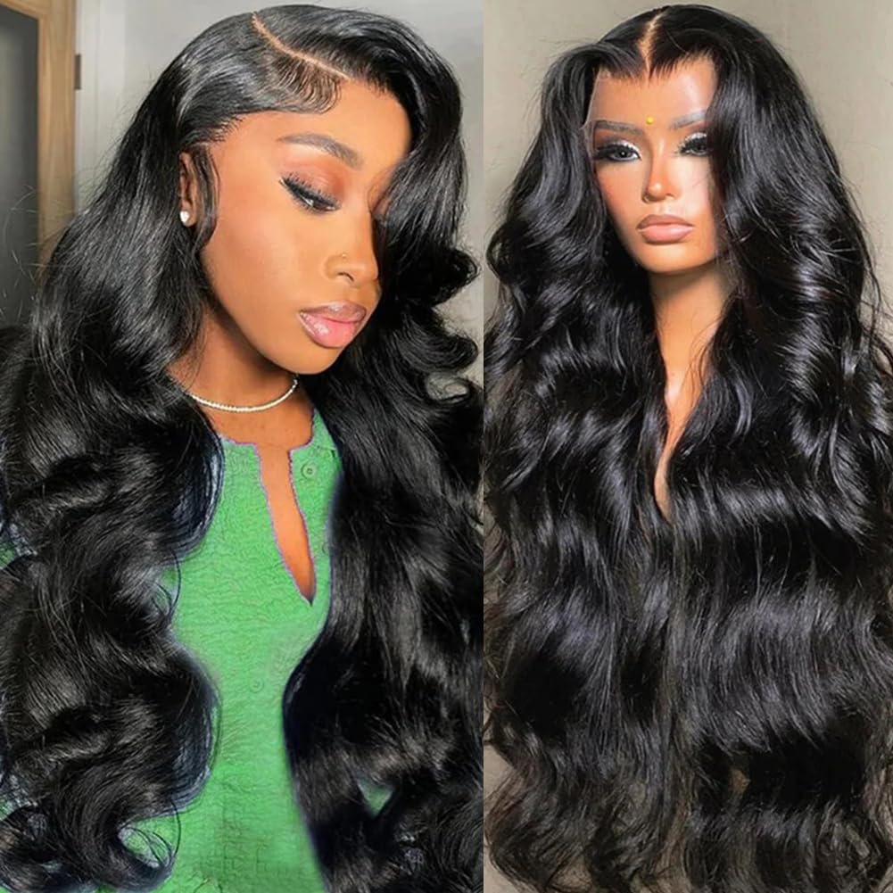 26 Inch 13x6 HD Lace Front Wigs Human Hair Body Wave Lace Frontal Wigs Pre Plucked 200% Density Transparent Lace Front Wigs Baby Hair Wig for Women