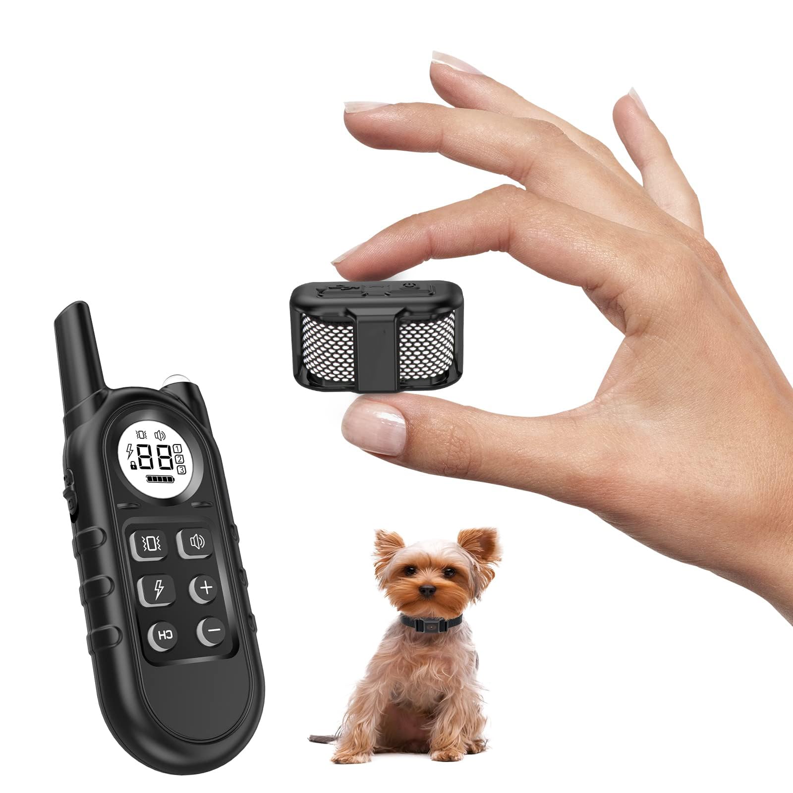 Dog Shock Collar, Smallest & Lightest Anti Bark Collar/Training Collar for Small Dogs 5-15lbs, with Shock, Vibration, Sound 3 Modes, Rechargeable, 99 Adjustable Levels, Waterproof & 1300 Ft Range