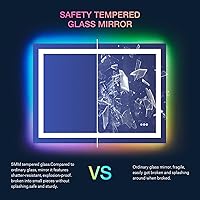 Vista 6 de LOAAO Espejo de Baño LED de 48"X36" con Luces, Antivaho, Regulable, Retroiluminación RGB + Iluminación Frontal, Espejo de Tocador de Baño