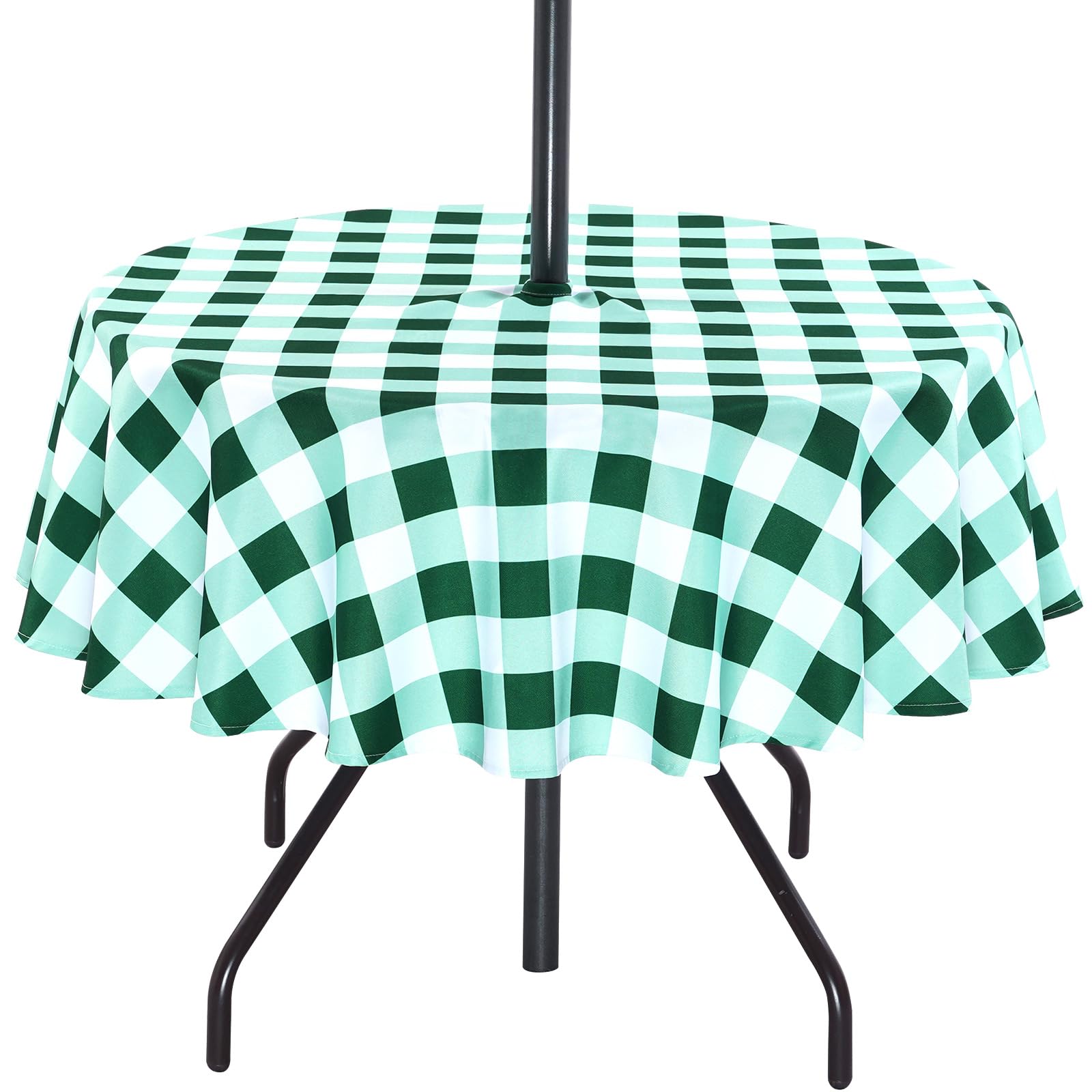 3E Home Green Gingham Outdoor Tablecloth