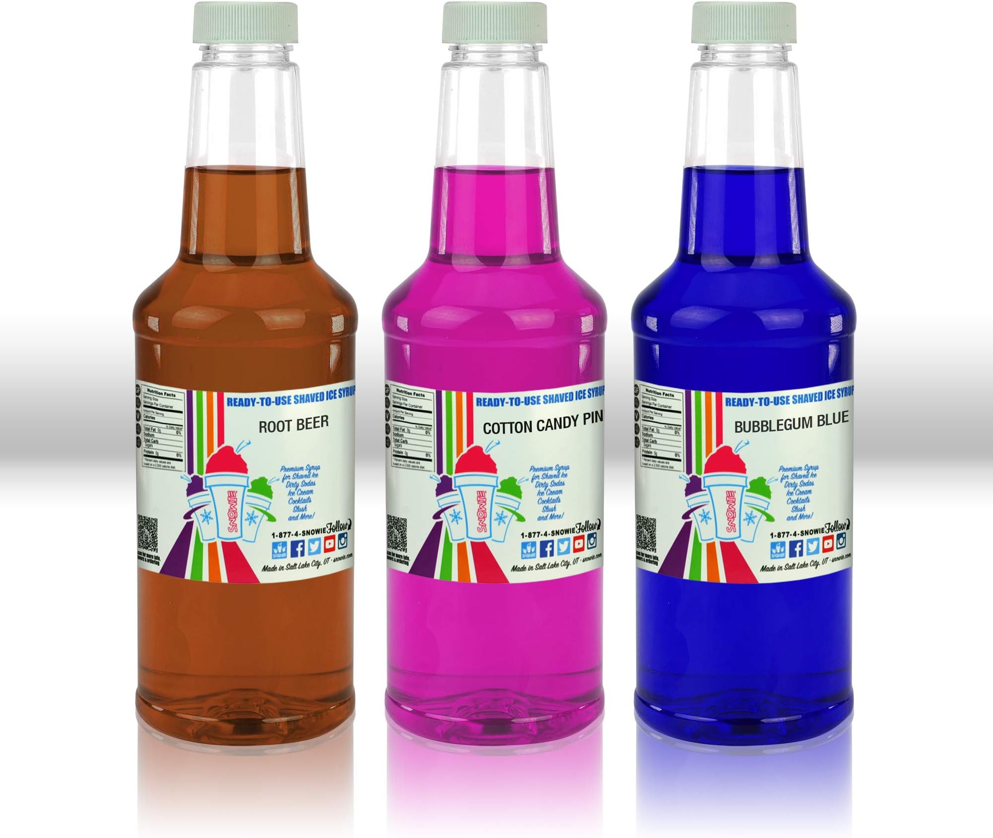 SNOWIE - Premium Shaved Ice Snow Cone Syrup Ready To Use 3 pack (Carnival Pack)