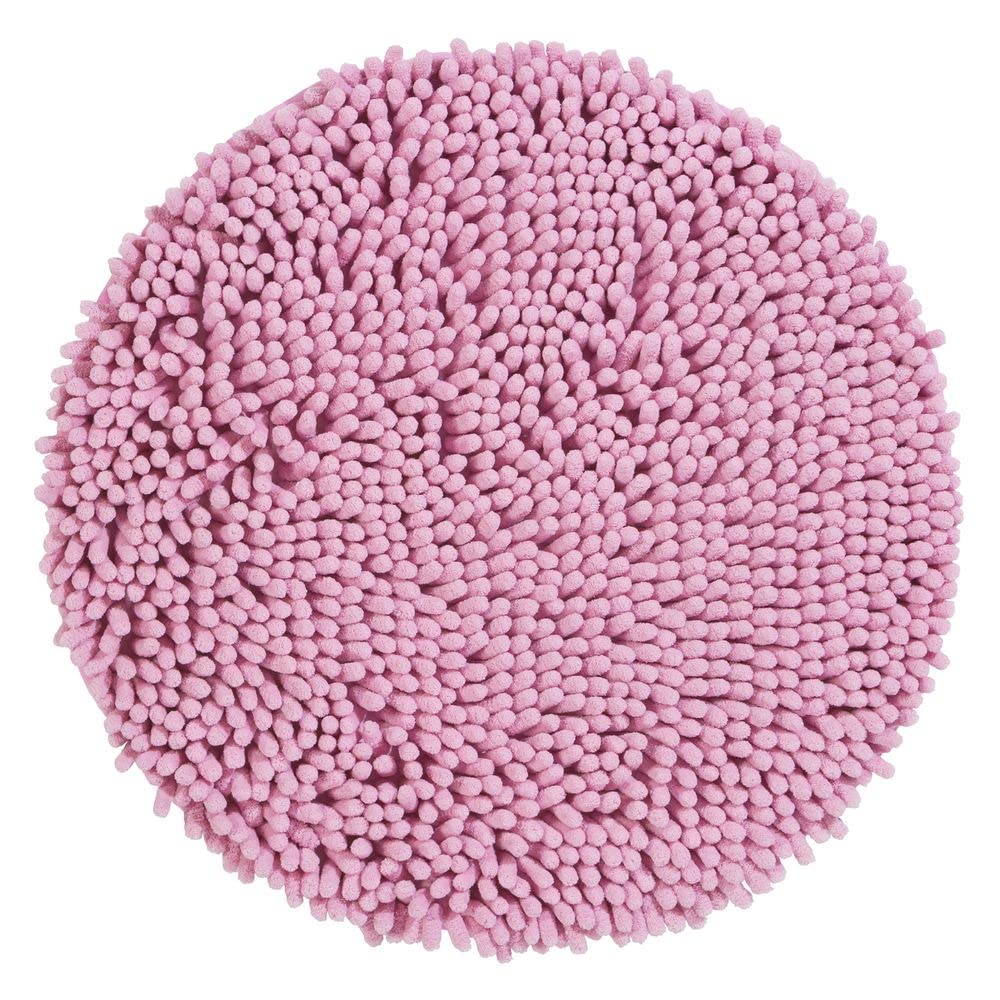 PANA® Rond Tapis de Bain Chenille Microfibre - Ø 56 cm - Rose | Tapis de bain rond doux et moelleux - Lavable en machine à 30 °C - Dessous en latex antidérapant - Compatible sèche-linge
